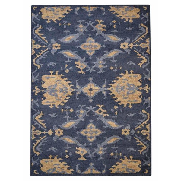 Glitzy Rugs Hand Knotted Wool 6 x 9 ft. Floral Area Rug, Blue UBSN00908K0003A11